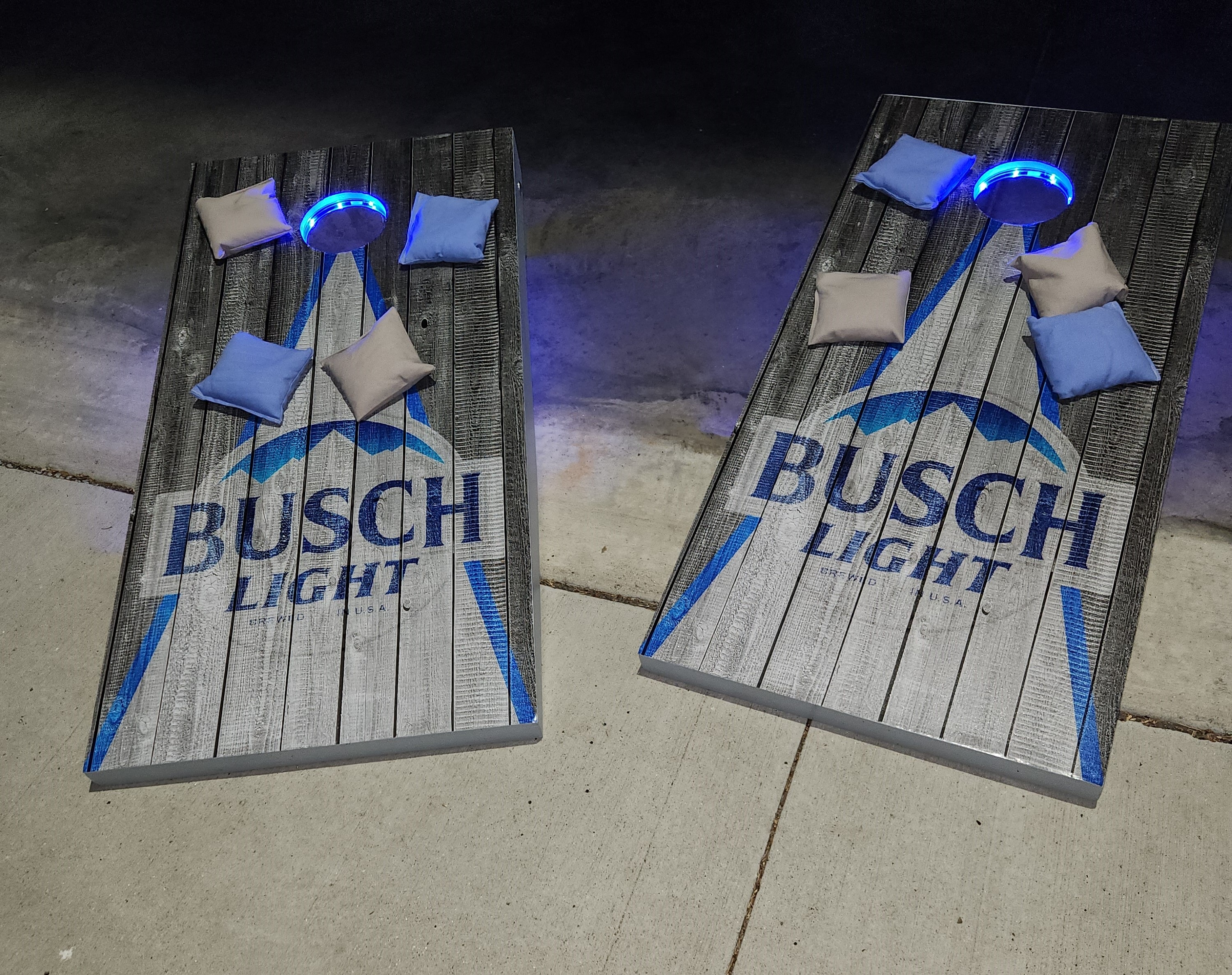 Busch Light — distressed wood wrap with LED holes