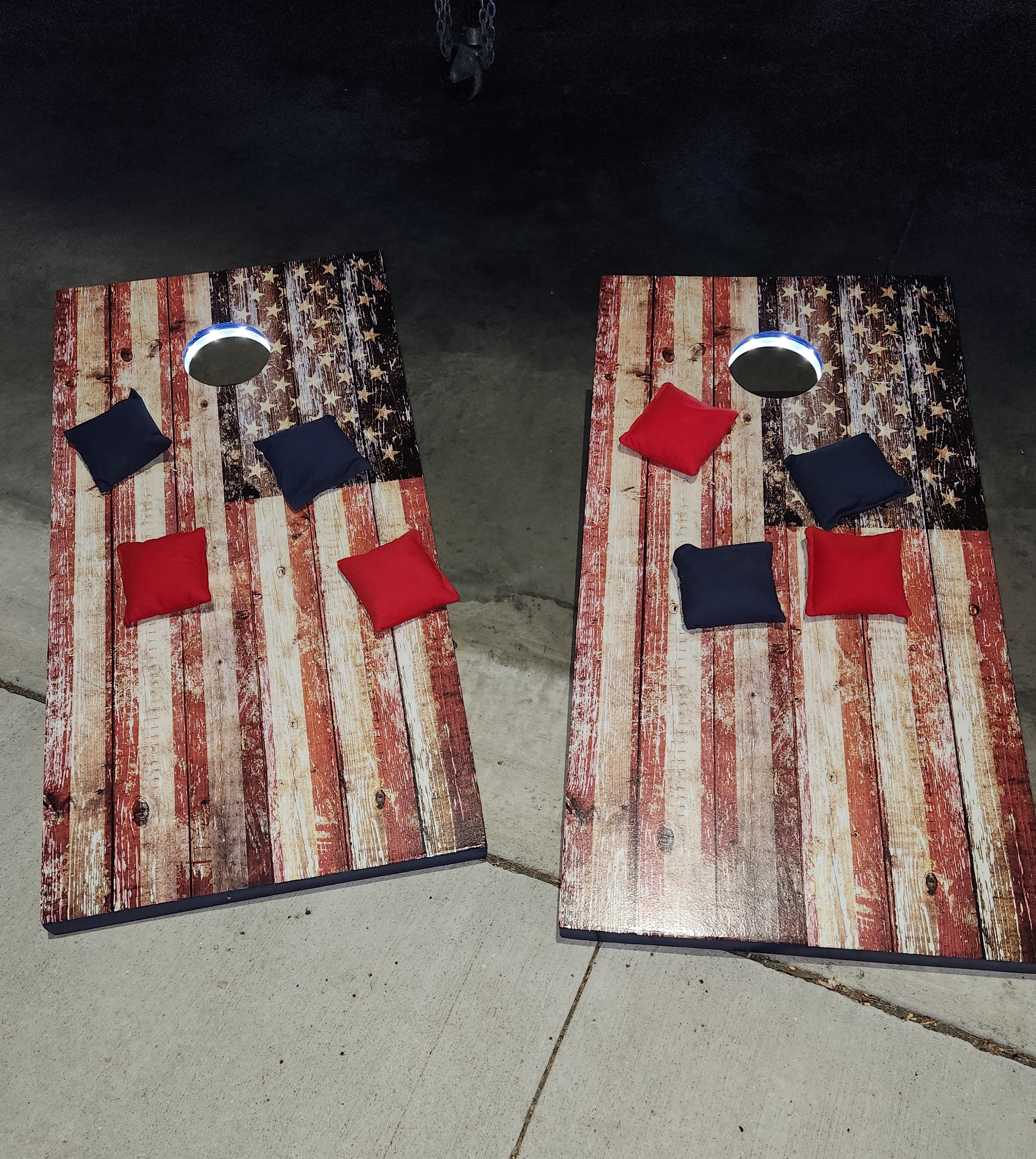 Distressed American flag — LED lit night set
