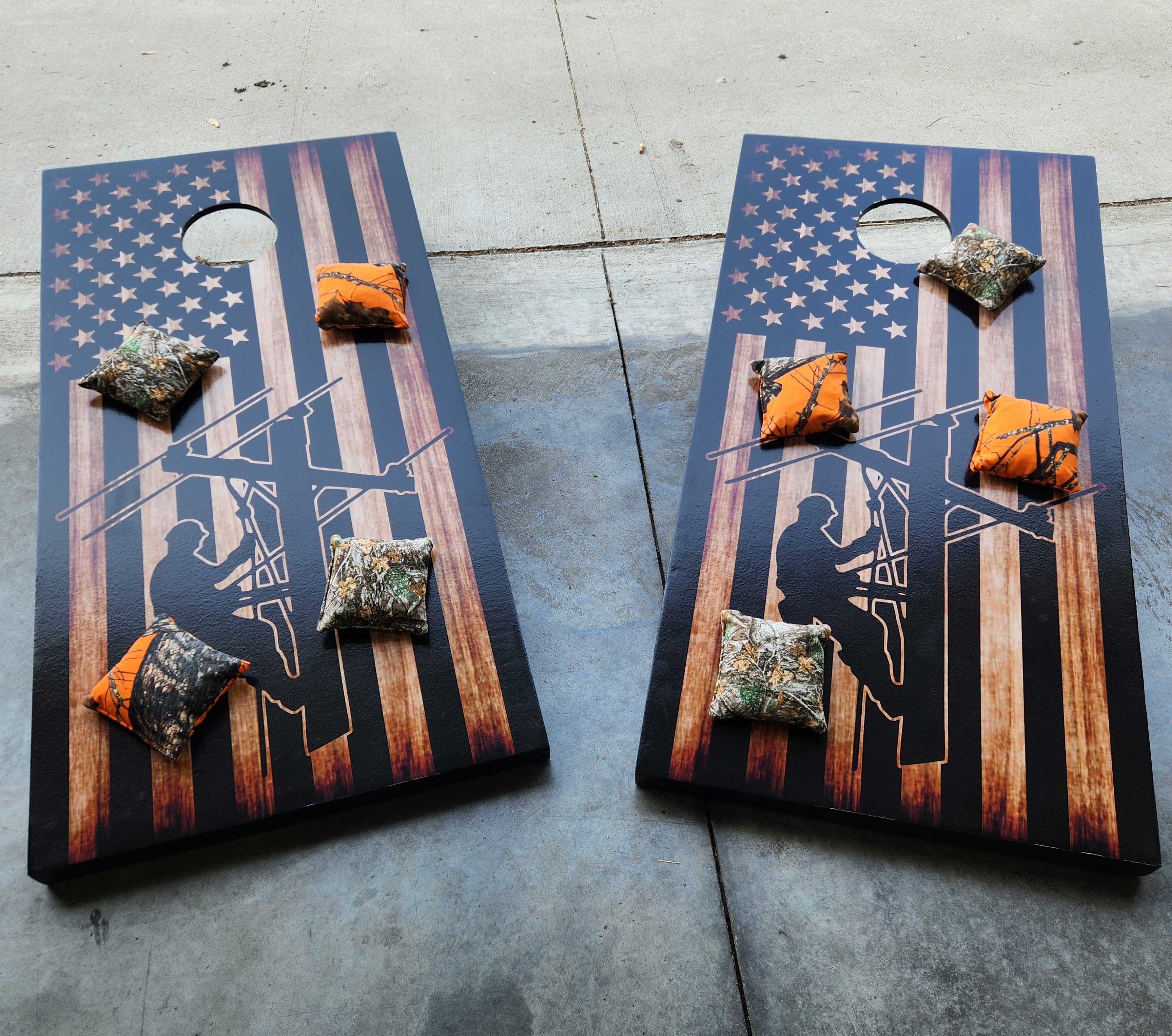 Lineman — patriotic flag with hunting silhouette