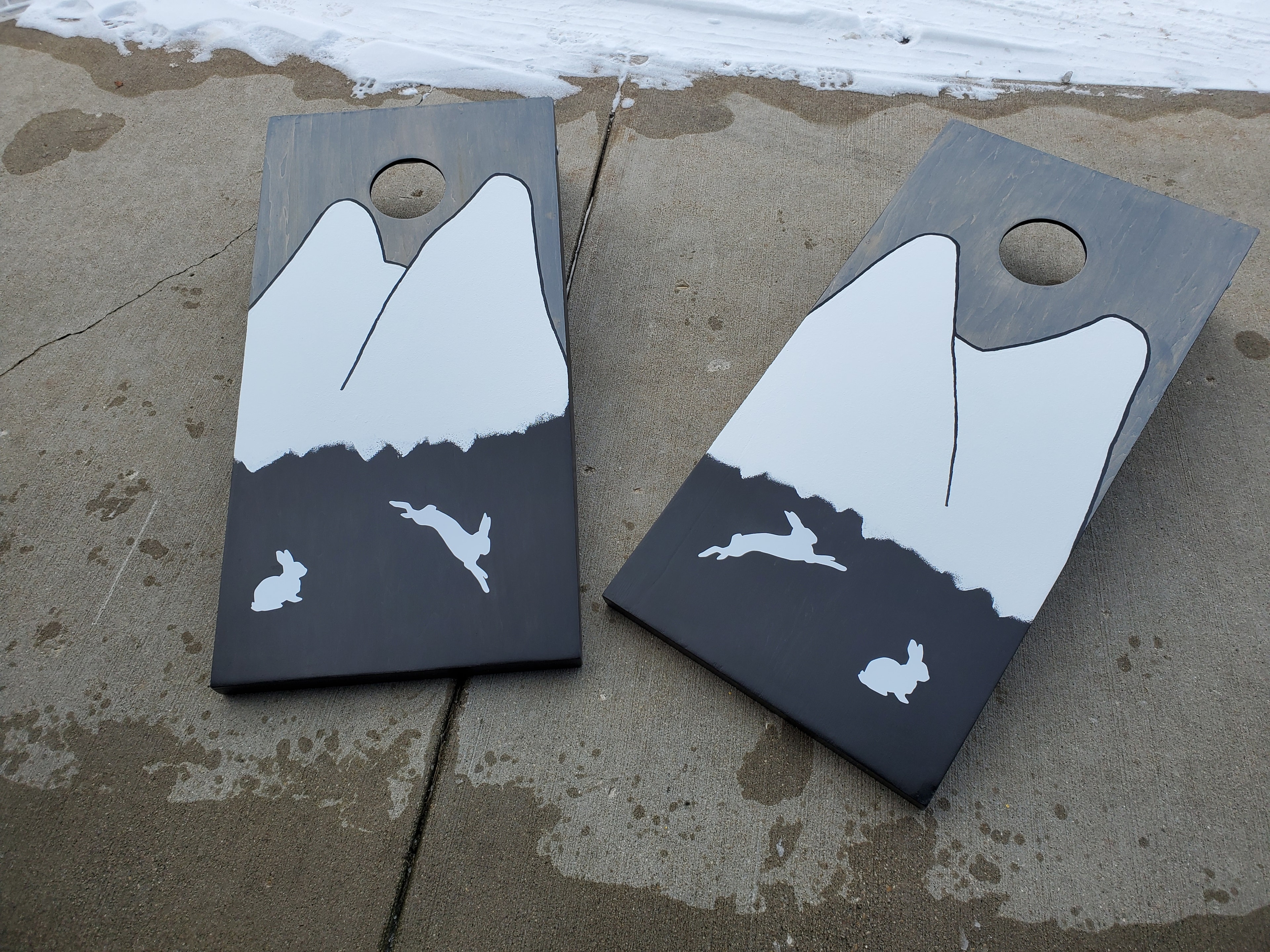 Mountain & rabbit — hand painted