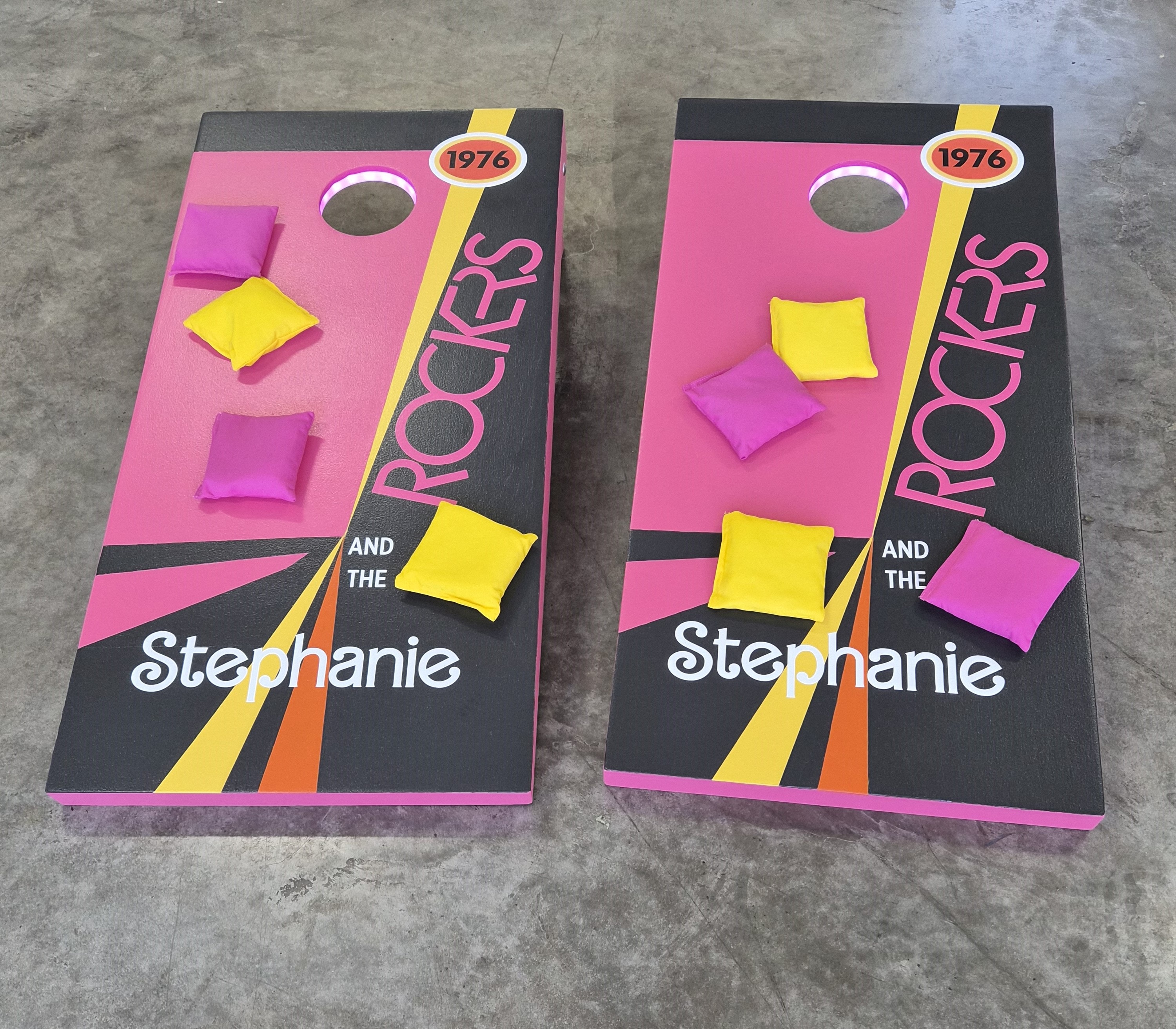 Rockets & Stephanie — retro pink & black custom set