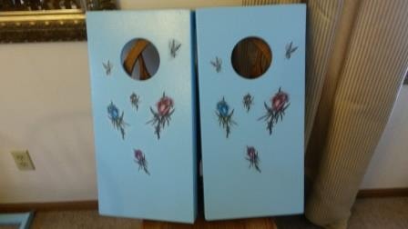 Floral blue Jr set — hand painted