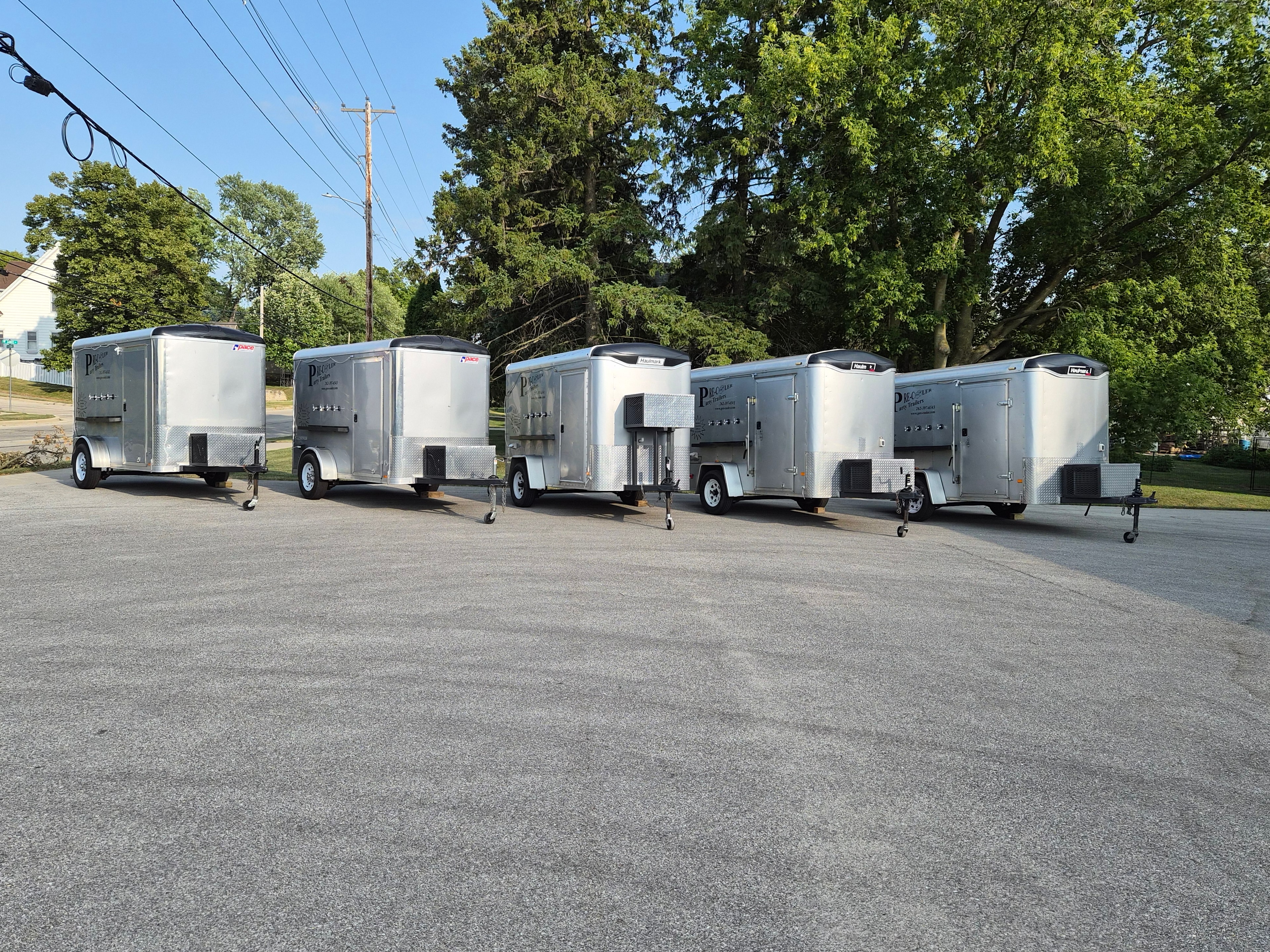 Room for 12–15 half barrels and case beverages. Taps on all coolers.